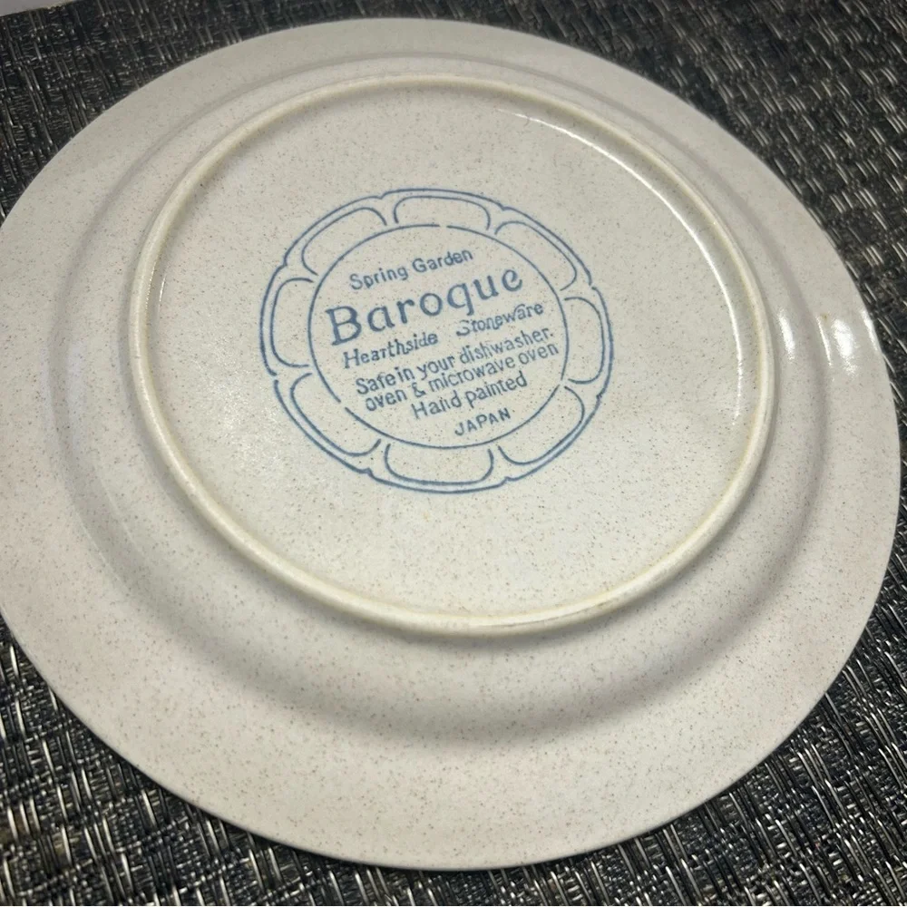 Hearthside Stoneware 2 Salad Plates Spring Garden Baroque Vintage 1970 7.5”